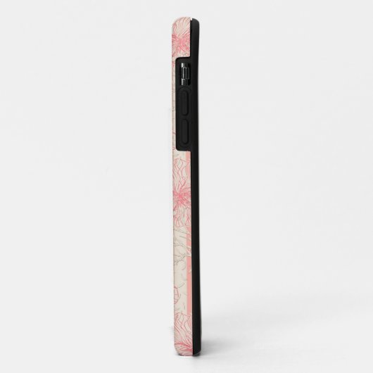 Abrikozenperzik roze bloemig gestreept patroon Case-Mate iPhone case (Achterkant/links)