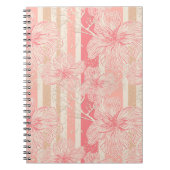 Abrikozenperzik roze bloemig gestreept patroon notitieboek (Voorkant)