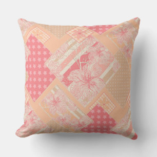 Abrikozenperzik roze patchwork kussen