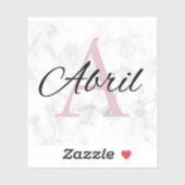 Abril Marmer Monogram Aanvang Meisjes Gepersonalis Sticker (Vel)