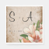 Abriot Lilies Vintage Wedding Servet (Voorkant)