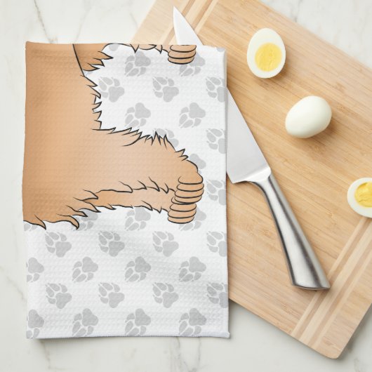 Abriot Mini Goldendoedle Cute Cartoon Dog & Paws Theedoek (Quarter Fold)