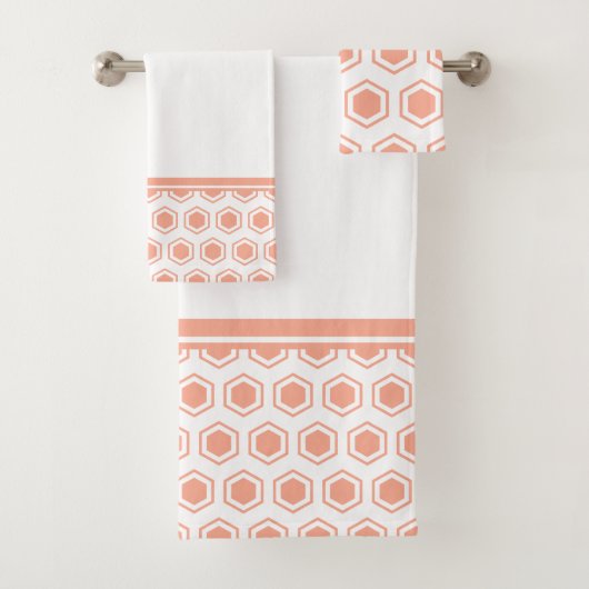 Abrit en wit hexagonal Patroon Bad Handdoek (Insitu)