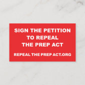 Abroger la loi PREP cartes de visite - 2 côtés (Dos)