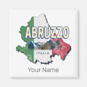 Abruzzo Italië Retro Regio Kaart  Souvenir Magneet