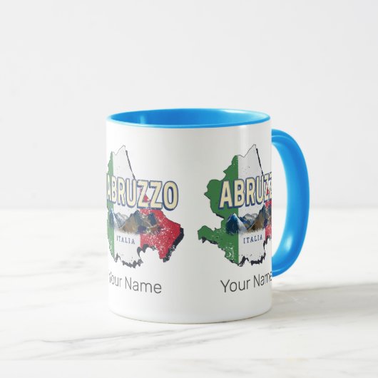 Abruzzo Italië Retro Regio Kaart Souvenir Mok (Voorkant rechts)