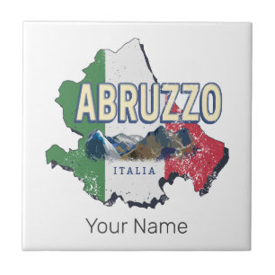 Abruzzo Italië Retro Regio Kaart  Souvenir Tegeltje