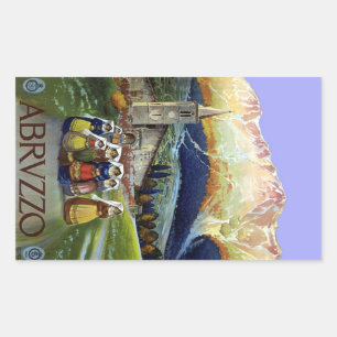 Abruzzo Italië Vintage Reisposter Kunst met Vrouwe Rechthoekige Sticker