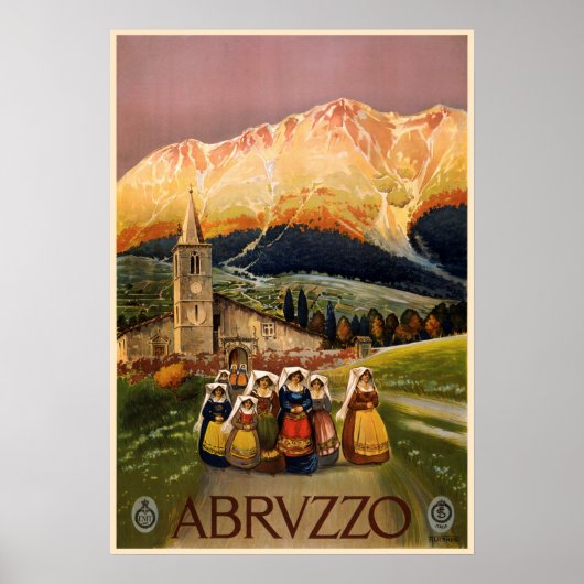 Abruzzo Italië vintage reizen poster (Voorkant)