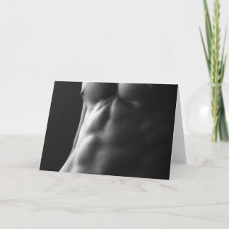 Abs in Grey Hot Guy Greetings Card Kaart