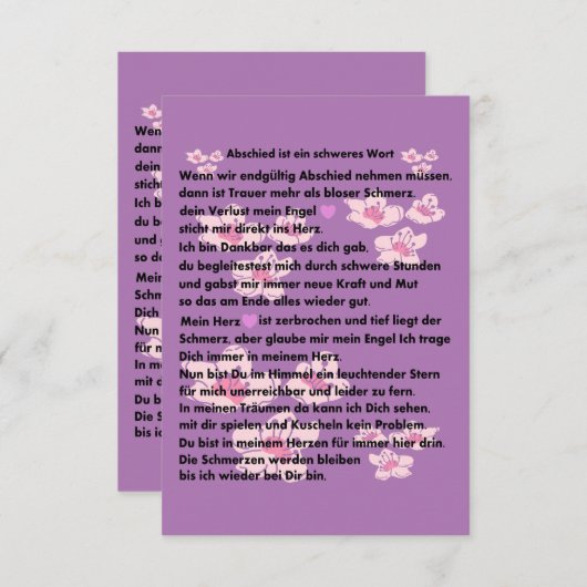 Abschieds Gedicht (Voorkant / Achterkant)