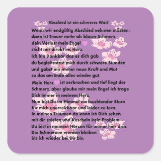 Abschieds Gedicht Vierkante Sticker