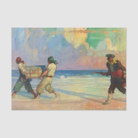 "Absconding with the Treasure" van NC Wyeth Tissuepapier (Voorkant)