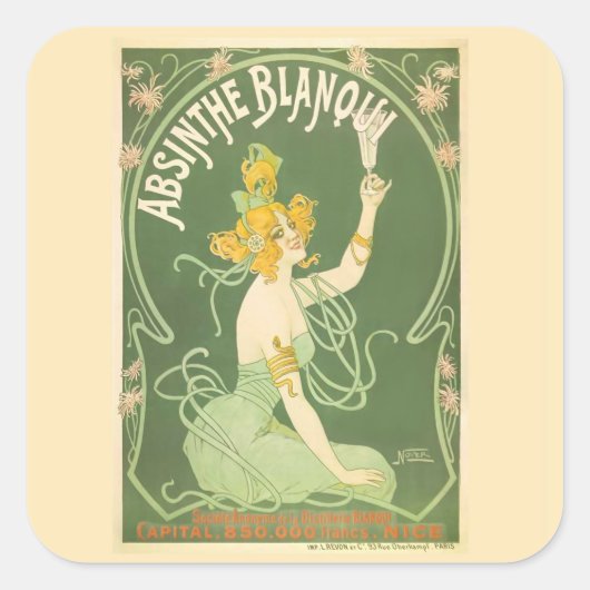 Absinthe Blanqui Nover Fine Art Vierkante Sticker (Voorkant)