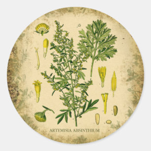 Absinthe Botanische Collage Ronde Sticker