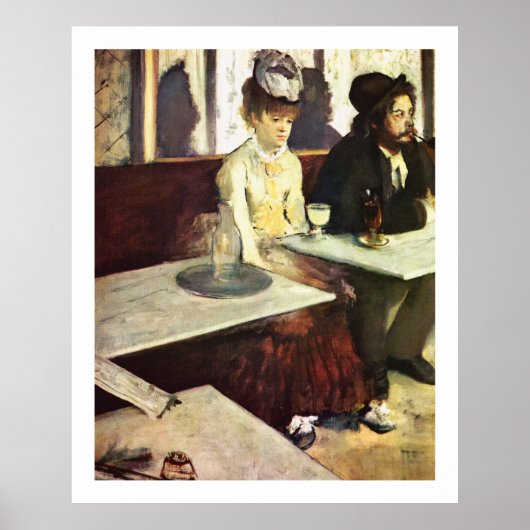 Absinthe Drinker door Edgar Degas Poster (Voorkant)