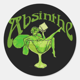 Absinthe Girl in Glass Ronde Sticker