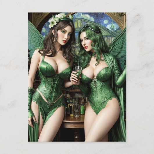 Absinthe Green Fairy Briefkaart (Voorkant)