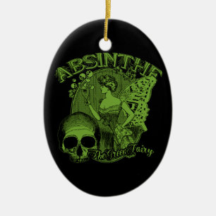 Absinthe Green Fairy Lady Keramisch Ornament