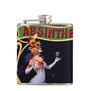  Absinthe Liqueur Art Nouveau Label Flask Heupfles