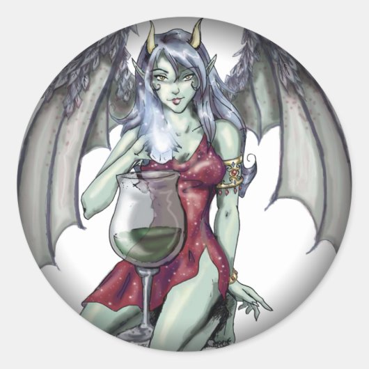 Absinthe Now Fairy Fade to Black Round Stickers (Devant)