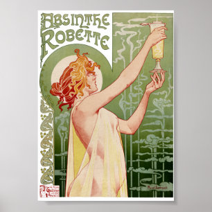Absinthe Robette 1896 Antieke Poster Gerestaureerd