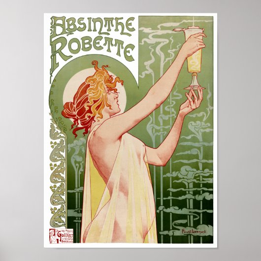 Absinthe Robette 1896 Vintage Poster teruggezet (Voorkant)