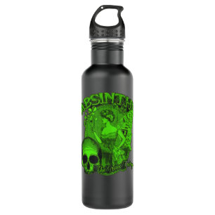 Absinthe Skull Green Fairy Retro design Waterfles