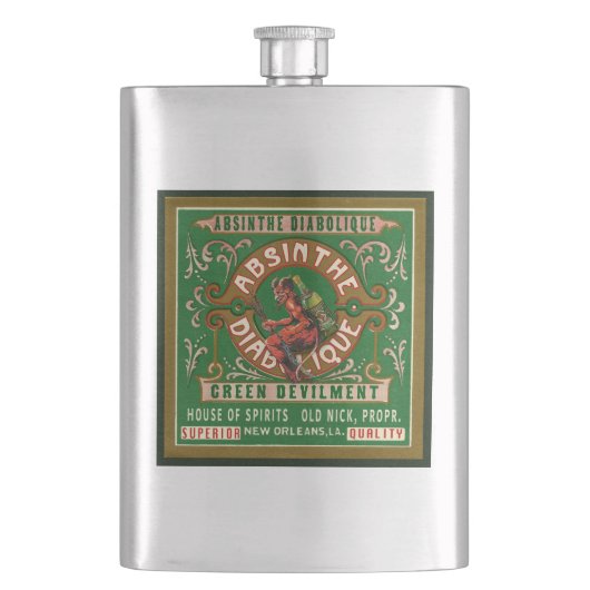 Absinthe Stainless Steel Hip Flask Heupfles (Voorkant)