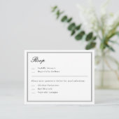 Absolute Classic Script Zwart-wit RSVP Kaart (Staand voorkant)