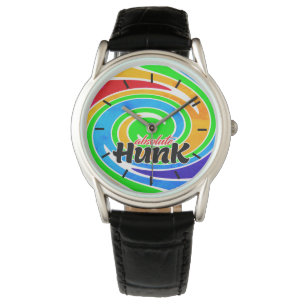Absolute Hunk Regenboogkleurige Swirl Horloge