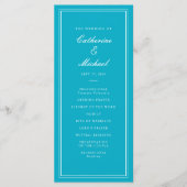 Absolute Klassiek Script Bright Aqua Bruiloft Programma (Voorkant)