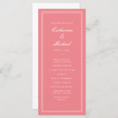 Absolute Klassiek Script Peachy Pink Wedding Programma (Voorkant / Achterkant)