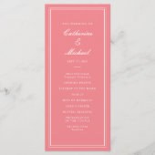 Absolute Klassiek Script Peachy Pink Wedding Programma (Voorkant)