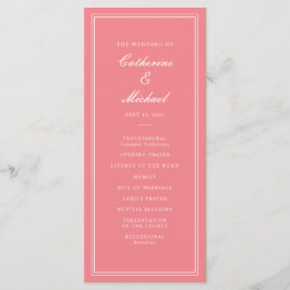 Absolute Klassiek Script Peachy Pink Wedding Programma