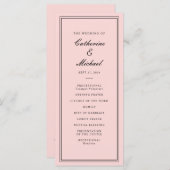 Absolute Klassiek Script Roze en Zwart Bruiloft Programma (Voorkant / Achterkant)