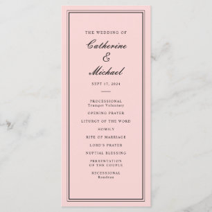 Absolute Klassiek Script Roze en Zwarte Bruiloft Programma
