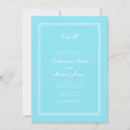 Absolute Klassieke Heldere Aqua Monogram Bruiloft Kaart