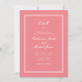Absolute klassieke koraal roze monogram bruiloft kaart