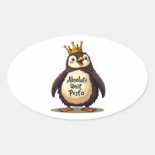 Absolute Unit Pesto - De Koning Pinguïn Ovale Sticker