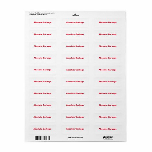 Absolute vuilnislabels etiket (Full Sheet)