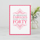Absoluut Fabulous 40th Birthday Party Invitation Kaart (Staand voorkant)