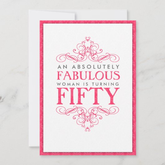 Absoluut Fabulous 50th Birthday Party Invitation Kaart (Voorkant)