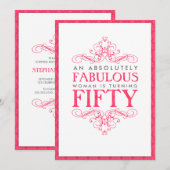 Absoluut Fabulous 50th Birthday Party Invitation Kaart (Voorkant / Achterkant)