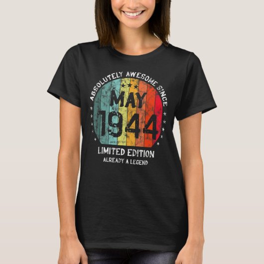 Absoluut Geweldige sinds mei 1944 Man Vrouw Birthd T-shirt (Voorkant)