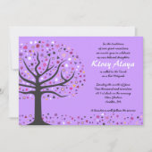 Abstact Arbre de vie Bat mitzvah Invitation Violet (Devant)