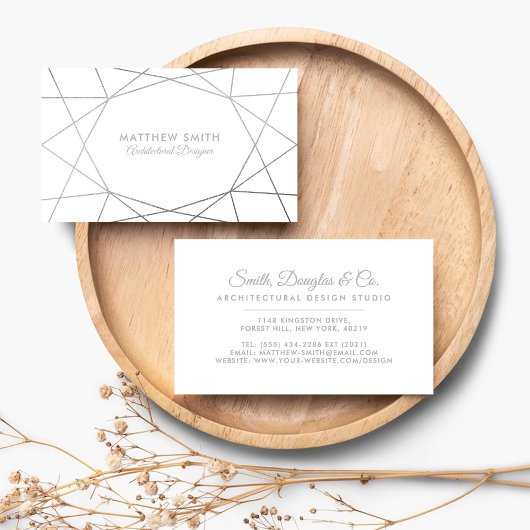 Abstact Geometric Silver Lines Moderne Business Ca Visitekaartje