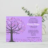 Abstact Tree of Life Bat Mitzvah Invitation Paars Kaart (Staand voorkant)