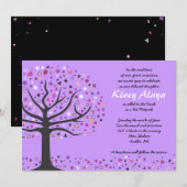 Abstact Tree of Life Bat Mitzvah Invitation Paars Kaart (Voorkant / Achterkant)