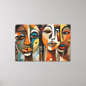 ABSTR_24-005, Abstracte kubistische gezichten Art Canvas Afdruk (Voorkant)